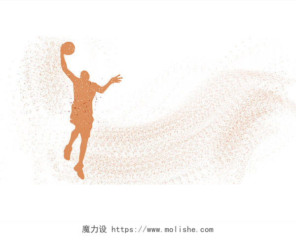 东京奥运会橙色篮球打球运动粒子效果人物剪影PNG素材元素